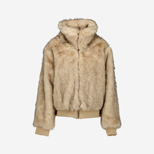 Brown Faux Fur Zip Jacket - Image 1 - please select to enlarge image