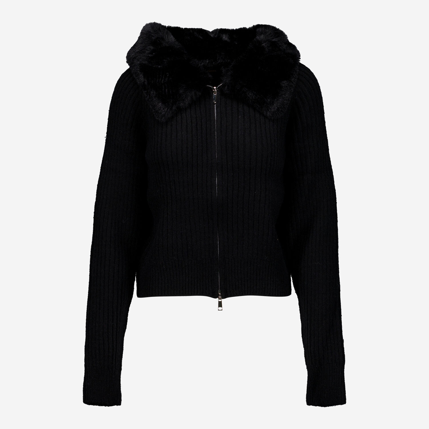 Black Faux Fur Collared Cardigan TK Maxx UK - Main Image