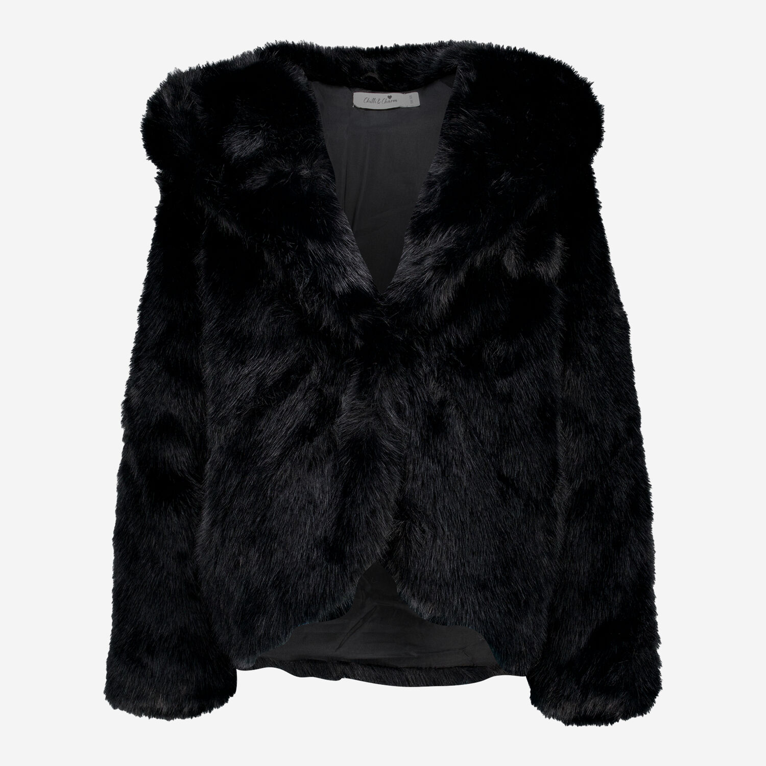 Black Faux Fur Hooded Coat TK Maxx UK - Main Image