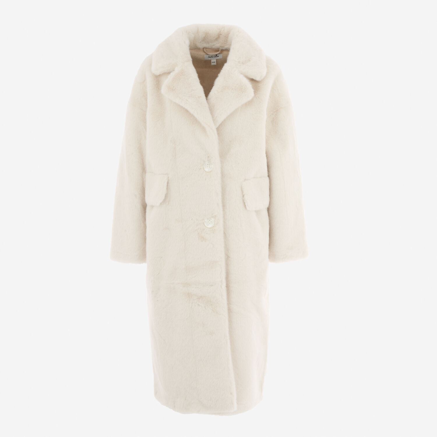 Cream Faux Fur Longline Coat TK Maxx UK - Main Image