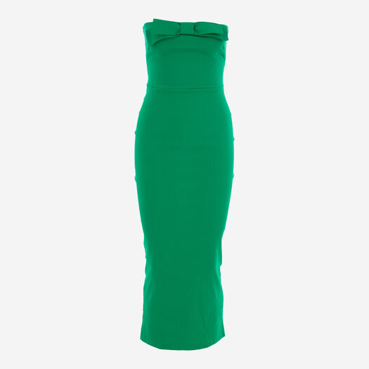 green bandage frill hem midi dress Irregular Ruffle Hem Tie-Strap Midi Dress in Green Green S