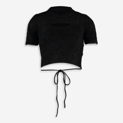 Black Eyelash Knit Crop Top - TK Maxx UK