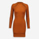 Brown Lace Shoulder Ribbed Dress - Image 1 - please select to enlarge image