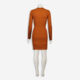 Brown Lace Shoulder Ribbed Dress - Image 2 - please select to enlarge image
