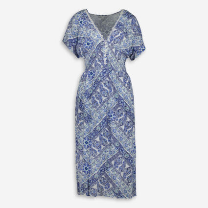 Blue Floral Midi Dress   - Image 1 - please select to enlarge image
