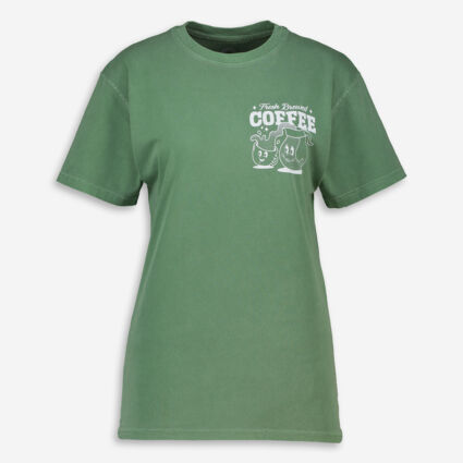 Clover Washed Coffee Boyfriend T Shirt - Image 1 - please select to enlarge image