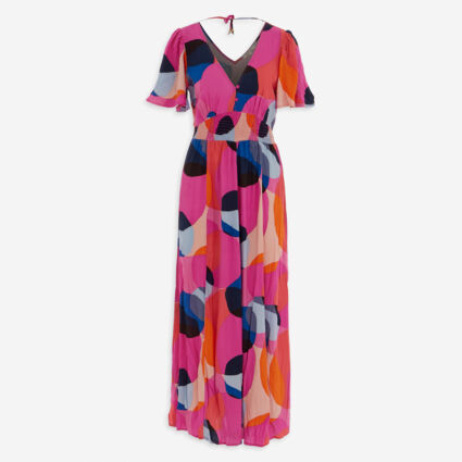 Pink Patterned Maxi Dress  - Image 1 - please select to enlarge image