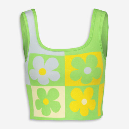 Lime & Yellow Daisies Crop Top  - Image 1 - please select to enlarge image