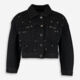 Black Cropped Denim Embellished Jacket - Image 1 - please select to enlarge image