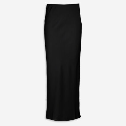 Black Textured Satin Maxi Skirt - Image 1 - please select to enlarge image