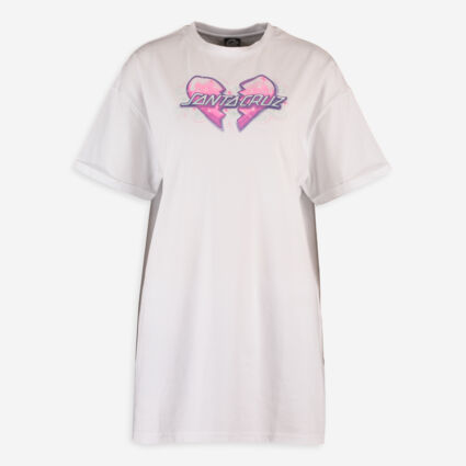 White Heart Breaker T Shirt Dress - Image 1 - please select to enlarge image