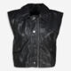 Black Sleeveless Faux Leather Jacket - Image 1 - please select to enlarge image