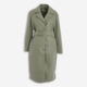 Vegan Olive Leather Trench Coat  - Image 1 - please select to enlarge image