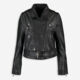 Black Leather Belted Biker Jacket - Image 1 - please select to enlarge image