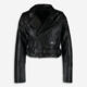 Black Patchwork Effect Leather Jacket - Image 1 - please select to enlarge image