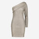 Beige & Silver Sparkle Patterned Asymmetric Dress  - Image 1 - please select to enlarge image