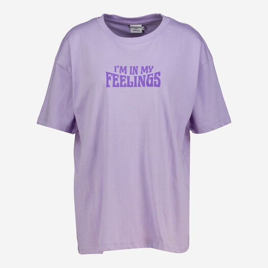 Lilafarbenes Oversized T-Shirt mit Textdruck - Bild 1 - bitte auswählen, um das Bild zu vergrößern