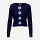 Blue Rib Knit Flower Cardigan - Image 1 - please select to enlarge image