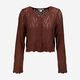 Brown Pointelle Cropped Cardigan - Image 1 - please select to enlarge image