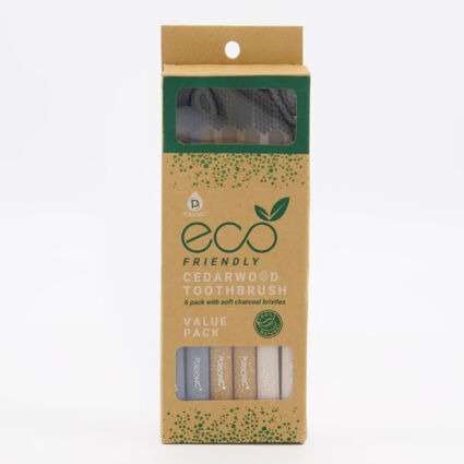 Six Pack Brown Eco Toothbrush Set - Image 1 - please select to enlarge image