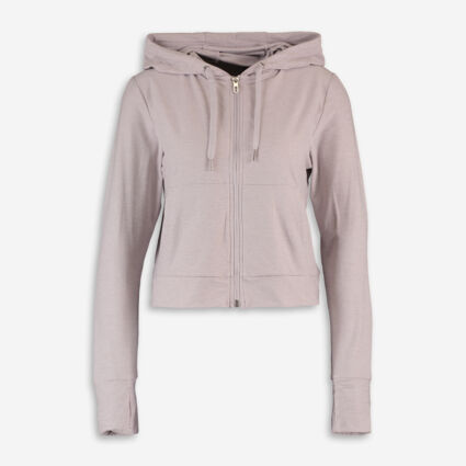 Silver Cropped Sports Hoodie - Image 1 - please select to enlarge image