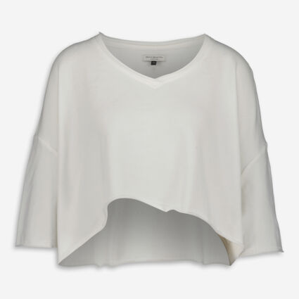 White Cropped T Shirt - Image 1 - please select to enlarge image