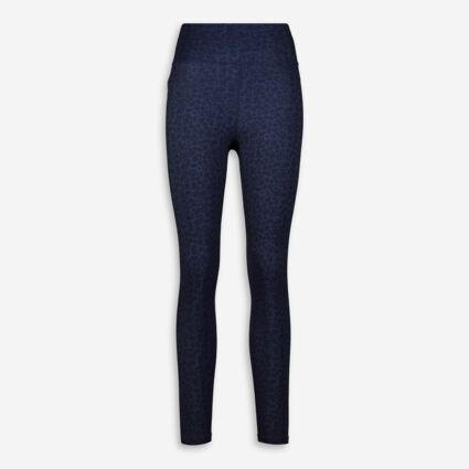 Blue Patterned High Waisted Leggings - Image 1 - please select to enlarge image