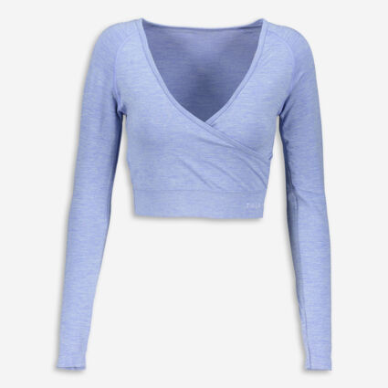 Violet Marl Wrap Sports Crop Top - Image 1 - please select to enlarge image