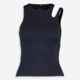 Navy Cut Out Shoulder Sports Top - Image 1 - please select to enlarge image