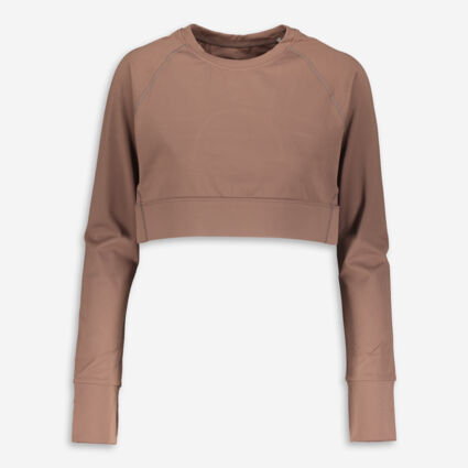Brown Keyhole Sports Crop Top - Image 1 - please select to enlarge image