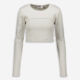 Grey 2 Piece Ribbed Long Sleeve Top  - Image 1 - please select to enlarge image