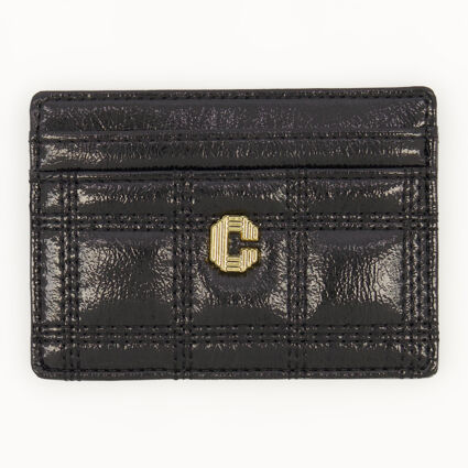 Black Patent Quilted Card Holder - Image 1 - please select to enlarge image