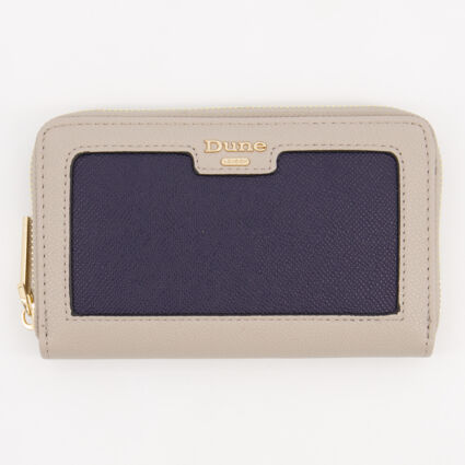 Grey & Navy Zip Around Purse  - Image 1 - please select to enlarge image