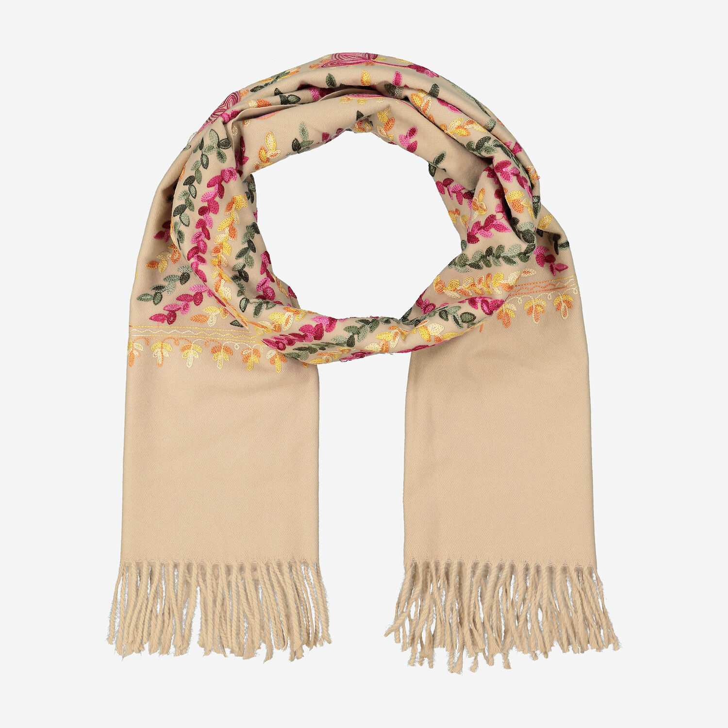 Beige Embroidered Leaf Scarf 70x100cm TK Maxx UK