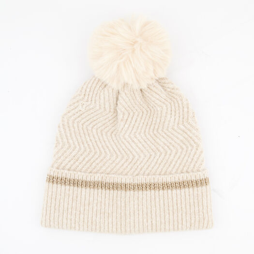 Oatmeal Pom Pom Beanie  - Image 1 - please select to enlarge image