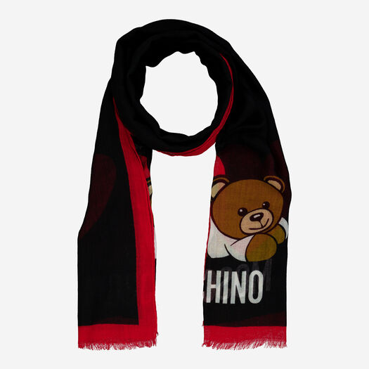 Black Wool Heart Balloon Scarf 90cm - Image 1 - please select to enlarge image