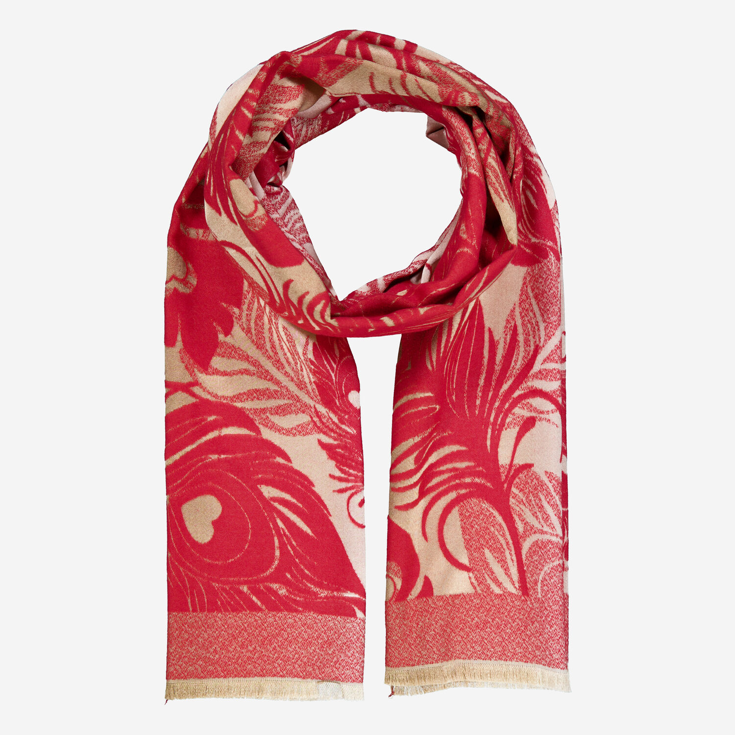 Dark Red Abstract Peacock Scarf TK Maxx UK