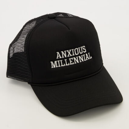 Black Anxious Millenial Trucker Hat - Image 1 - please select to enlarge image