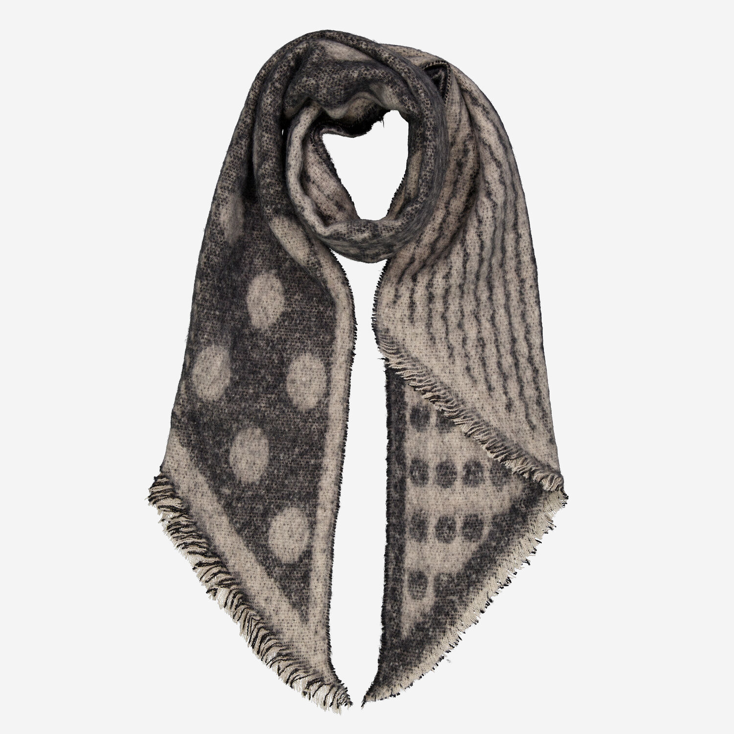 Black Grey Polka Dot Asymmetric Blanket Scarf TK Maxx UK