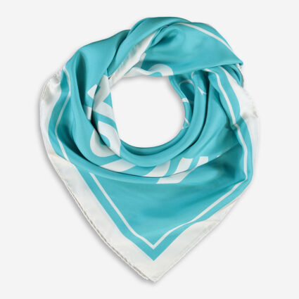 Blue & White Square Silk Scarf - Image 1 - please select to enlarge image
