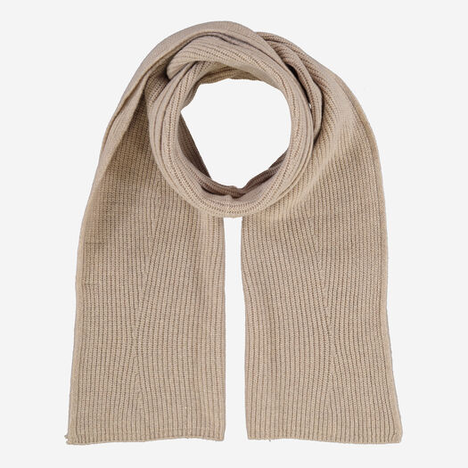 Beige Knitted Cashmere Scarf  - Image 1 - please select to enlarge image