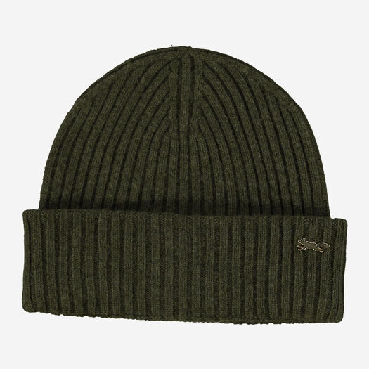 Green Ribbed Knit Wool Blend Beanie  - Image 1 - please select to enlarge image