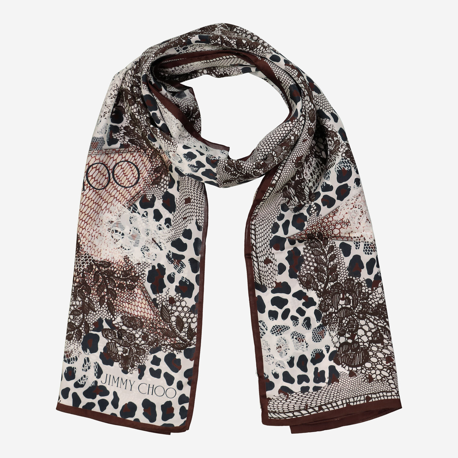 Multicolour Leopard Floral Silk Scarf 68x180cm TK Maxx UK