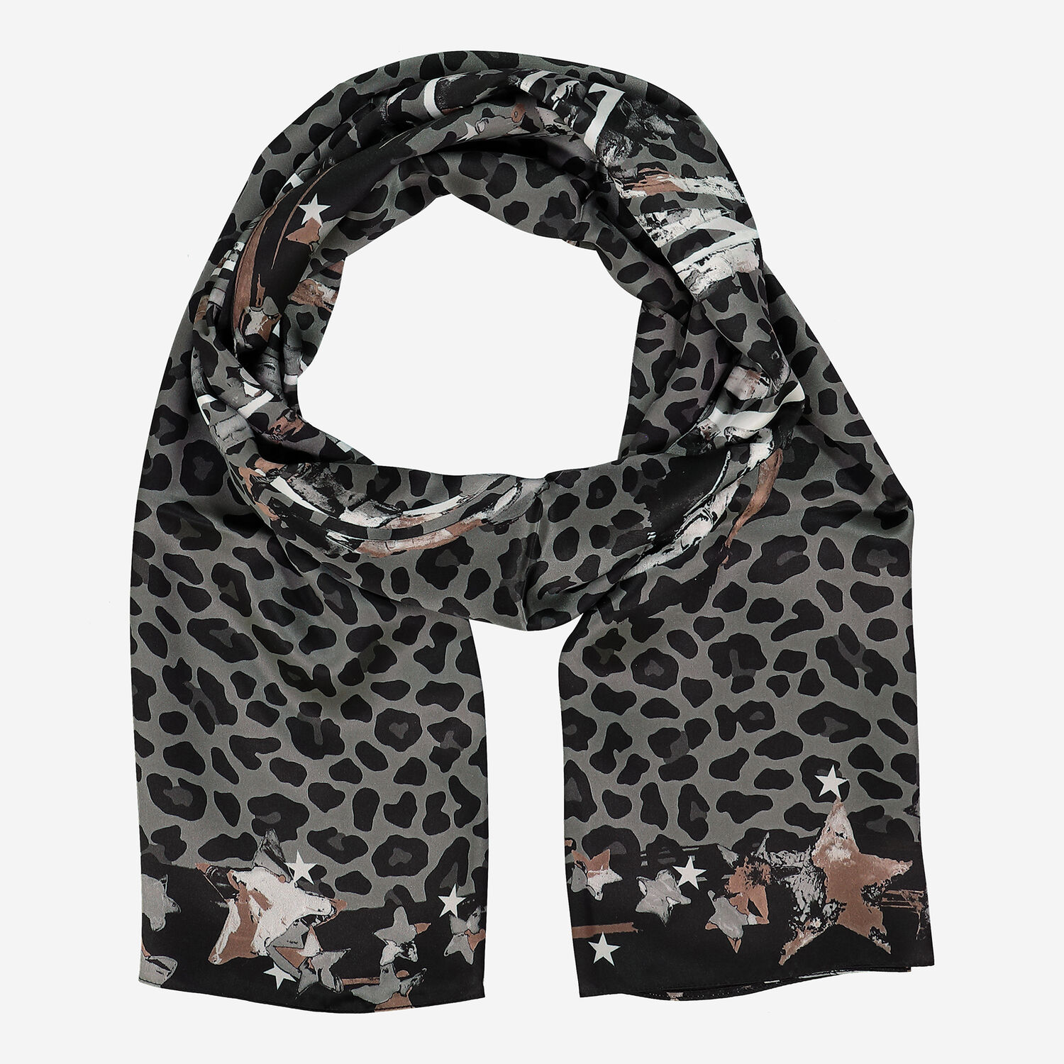 Black Patterned Silk Scarf TK Maxx UK