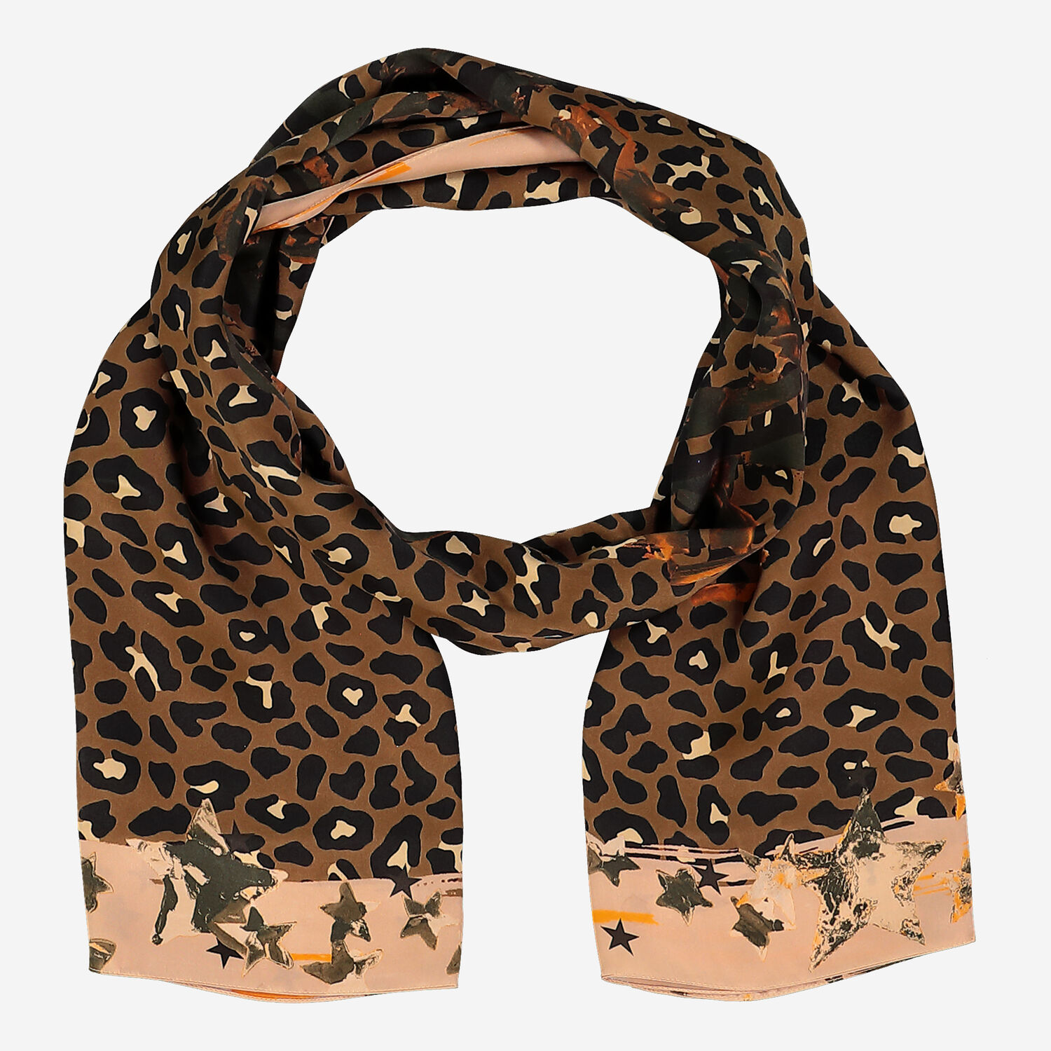 Brown Animal Patterned Silk Scarf TK Maxx UK - Main Image