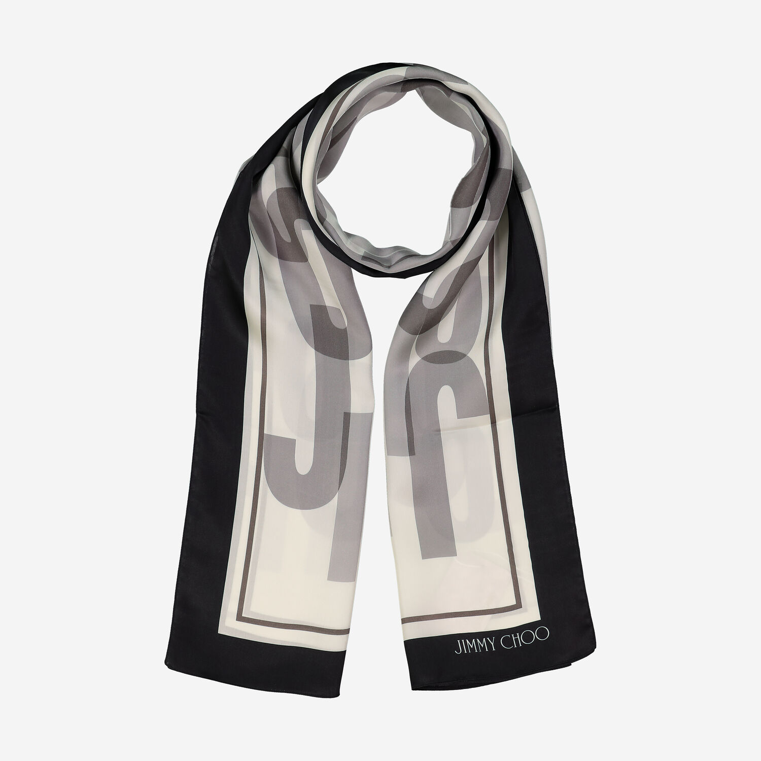 White, Grey Black Silk Scarf TK Maxx UK