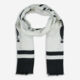 White & Black Frayed Trim Scarf - Image 1 - please select to enlarge image