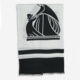 White & Black Frayed Trim Scarf - Image 2 - please select to enlarge image