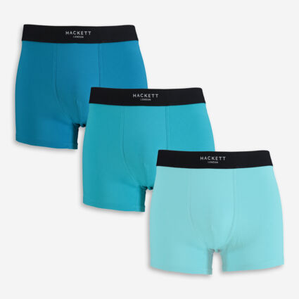 Three Pack Turquoise Branded Boxers  - Image 1 - please select to enlarge image