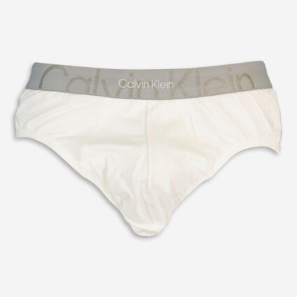 White Embossed Icon Hip Briefs - Image 1 - please select to enlarge image